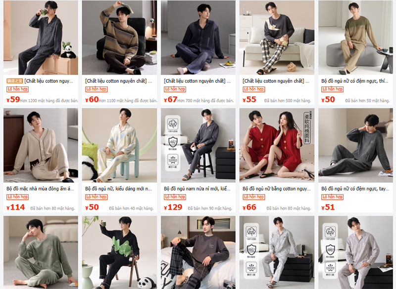 Nguồn đồ ngủ nam nội địa Trung trên 1688