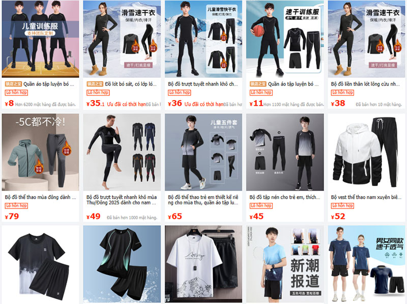 Link shop bán quần áo thể thao nội địa Trung trên 1688