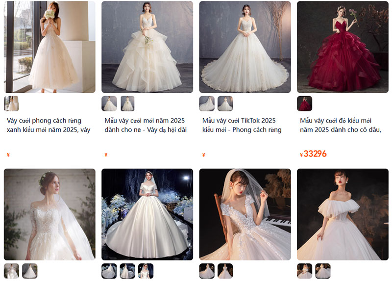 Link shop bán váy cưới trên Taobao, Tmall