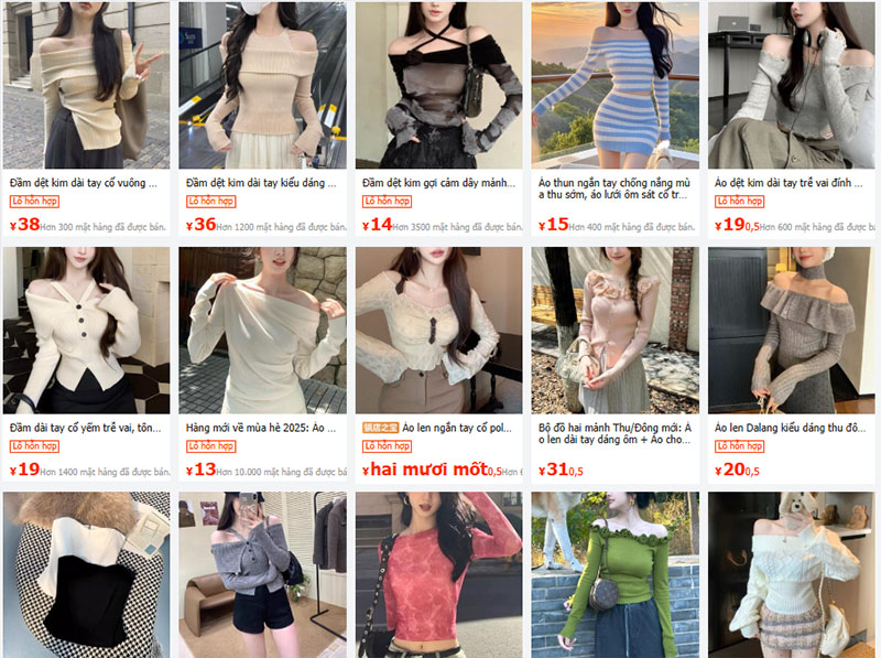 Link shop bán áo trễ vai nội địa Trung trên 1688