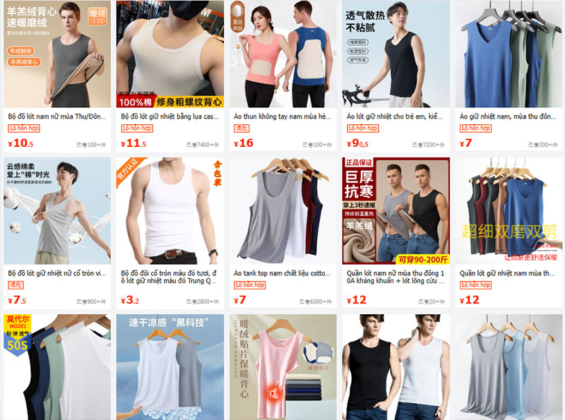 Link shop bán áo ba lỗ nam nội địa Trung trên 1688