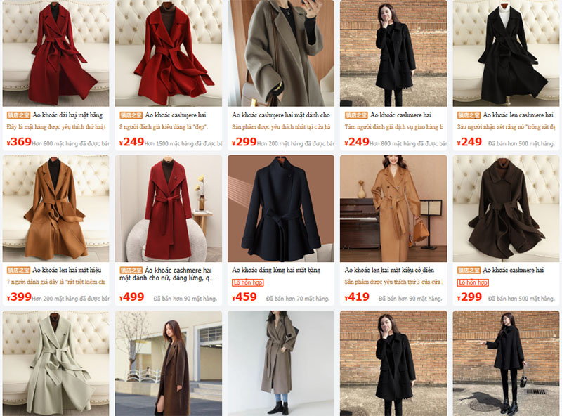 Link shop bán áo dạ nữ Trung Quốc trên 1688