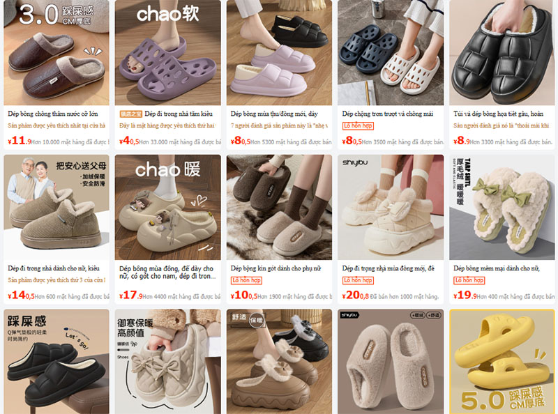 Link shop bán dép đi trong nhà nội địa Trung trên 1688