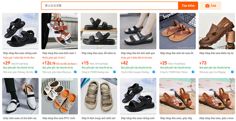 Nguồn dép quai hậu nam nội địa Trung trên sàn TMĐT