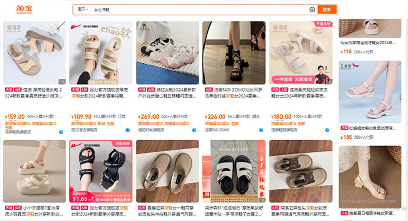 Nguồn dép quai hậu nữ Trung Quốc trên Taobao, Tmall