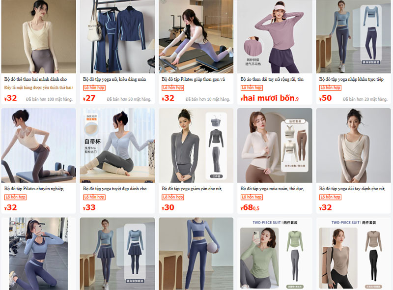 Link shop bán đồ tập thể dục nữ nội địa Trung trên 1688