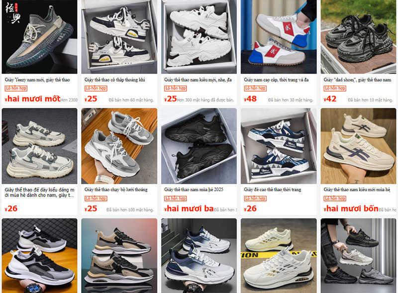 Link shop online bán giày thể thao tăng chiều cao nam trên 1688