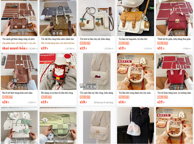Nguồn order túi xách tự đan Trung Quốc trên sàn TMĐT nội địa Trung