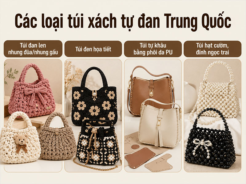 Túi xách tự đan nội địa Trung có các loại nào?