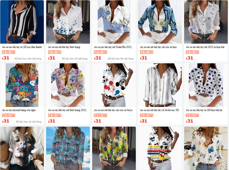Nguồn áo sơ mi nữ họa tiết trên 1688
