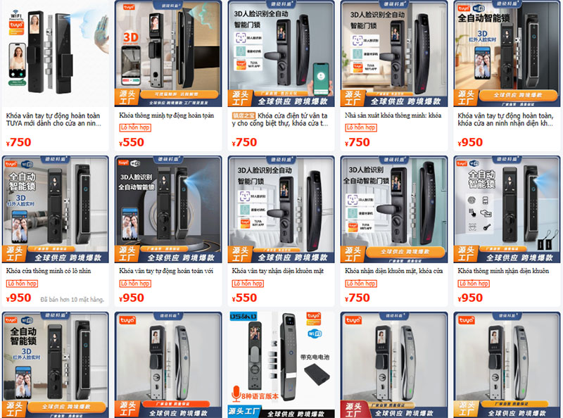 Link shop bán khóa cửa điện tử nội địa Trung trên 1688
