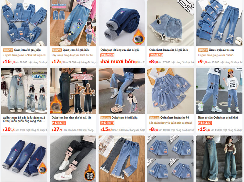 Link shop bán quần jean bé gái nội địa Trung trên 1688