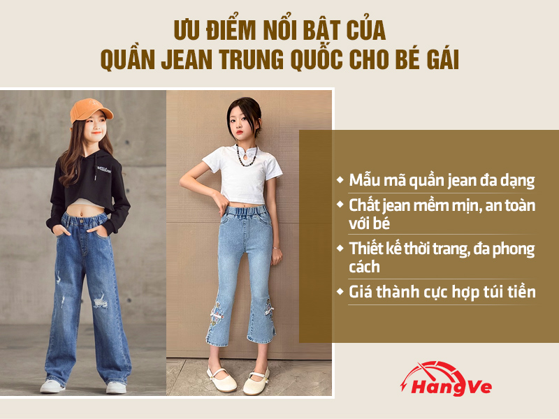 quần jean cho bé gái Trung Quốc