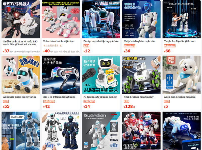 Nguồn đồ chơi robot nội địa Trung trên 1688