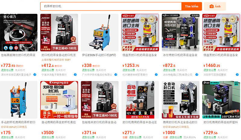 Gợi ý link shop online bán máy dập miệng cốc nội địa Trung uy tín