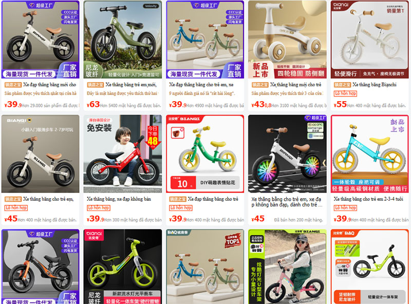 Nhập xe chòi chân cho bé ở Trung Quốc trên 1688