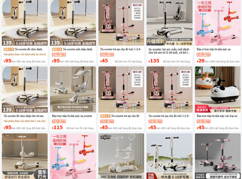 Link shop bán xe trượt Scooter Trung Quốc trên 1688