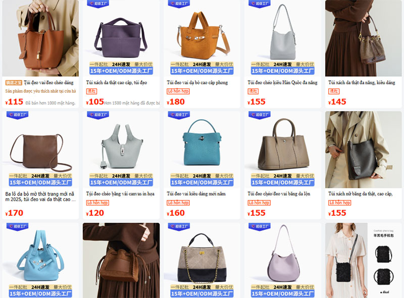 20 Link shop bán túi xách Bucket nội địa Trung online uy tín