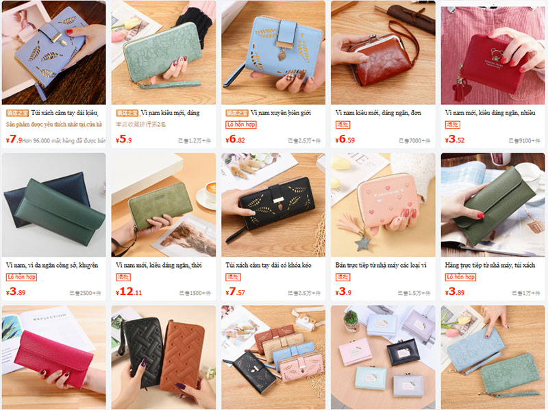 Nguồn hàng ví da nữ Trung Quốc bán trên sàn thương mại điện tử nội địa