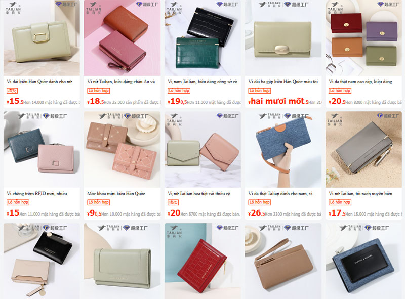Nguồn ví ngắn nữ nội địa Trung trên 1688