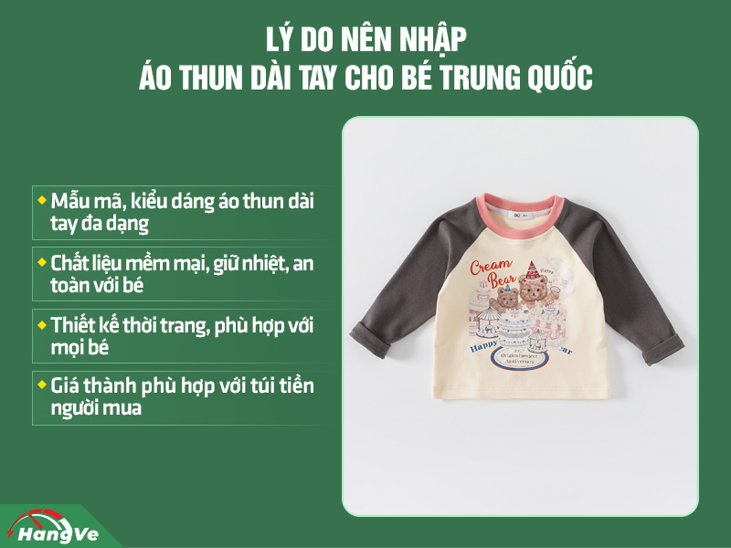 áo thun dài tay cho bé Trung Quốc