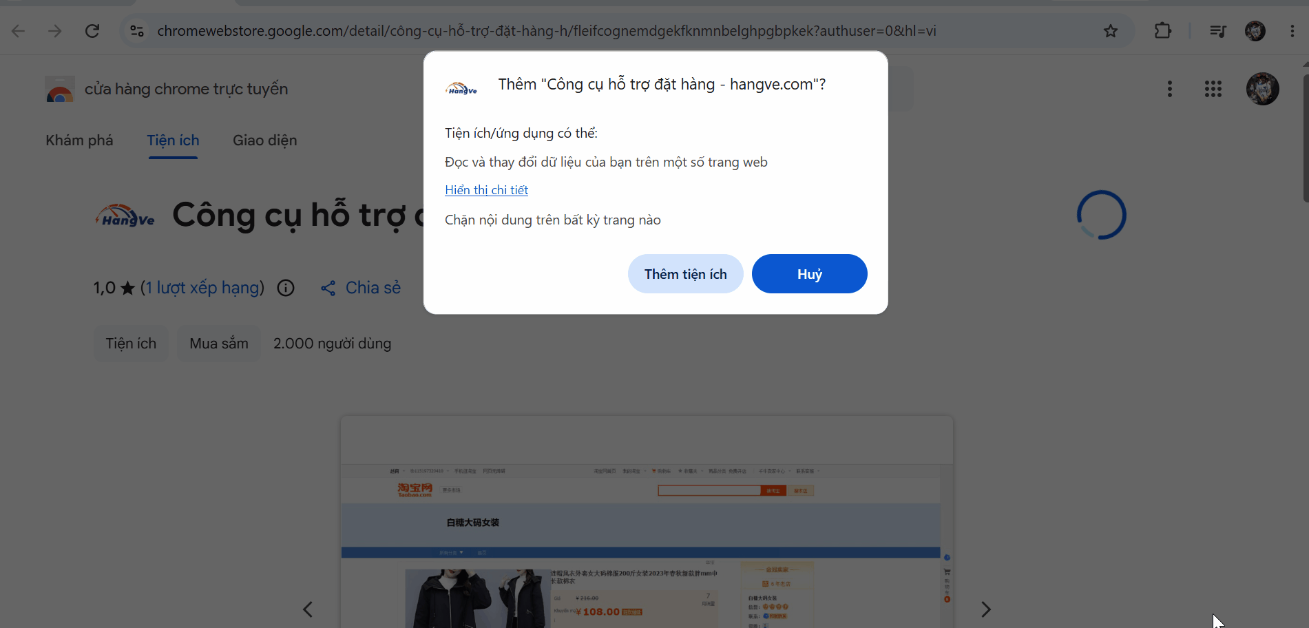 Chọn thêm tiện ích vào trình duyệt