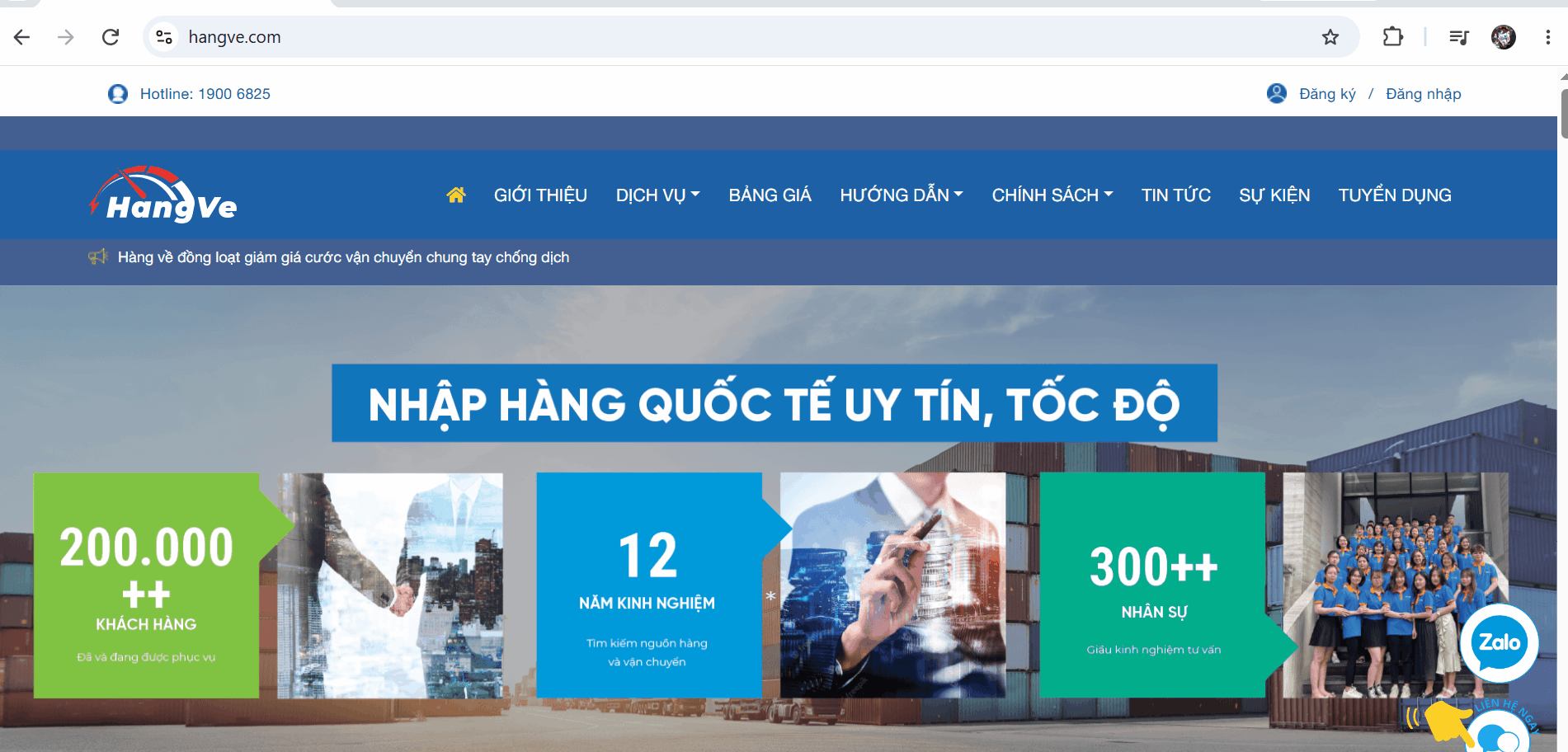 Truy cập vào hangve.com, bạn click chọn đăng ký