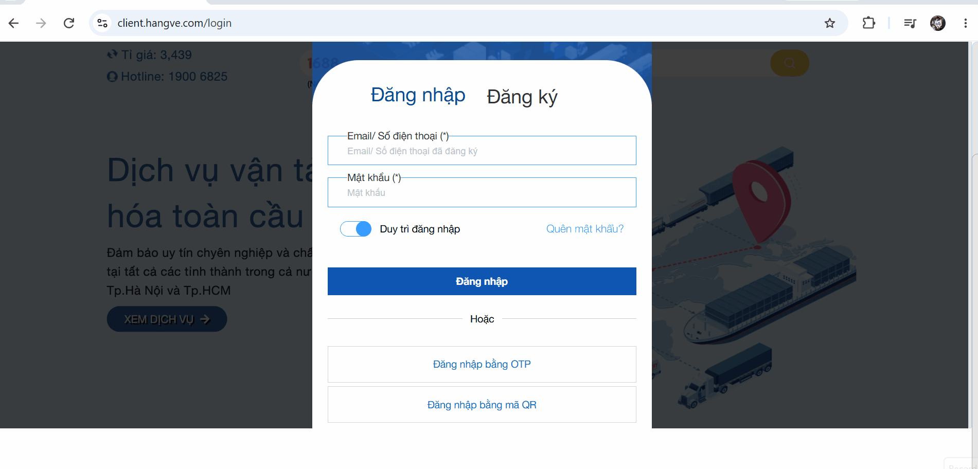 Tại giao diện đăng nhập, bạn có thể lựa chọn đăng nhập bằng 3 cách khác nhau