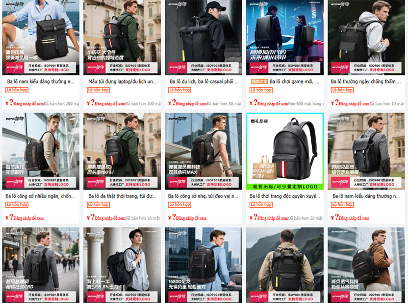 Danh sách link nhập balo nam Trung Quốc giá rẻ, uy tín