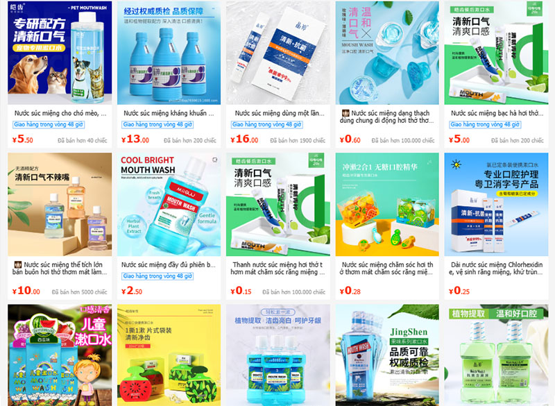 Nguồn nhập nước súc miệng Trung Quốc uy tín trên 1688