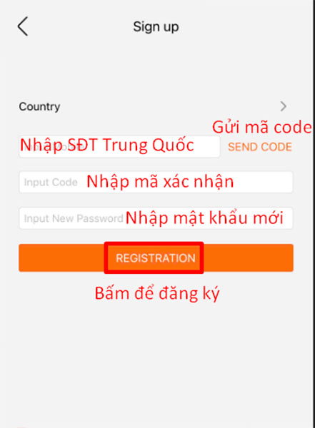 Điền đầy đủ thông tin rồi bấm “Registration”