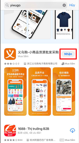 Bấm “Nhận” để tải app về trên điện thoại iOS