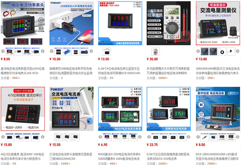 Shop order đồng hồ đo điện Trung Quốc chất lượng trên Taobao, Tmall