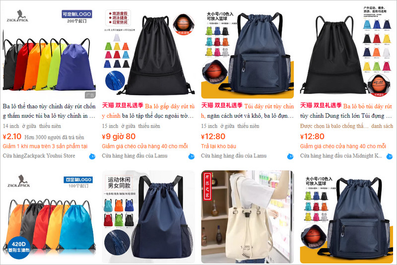 Các shop bán balo dây rút Trung Quốc uy tín