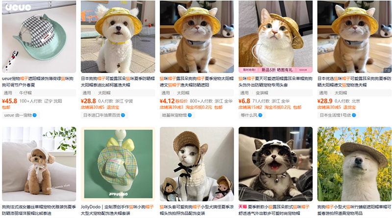 Shop order mũ chó mèo Trung Quốc cực chất trên Taobao, Tmall