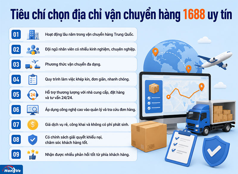 Tiêu chí chọn địa chỉ vận chuyển 1688 uy tín