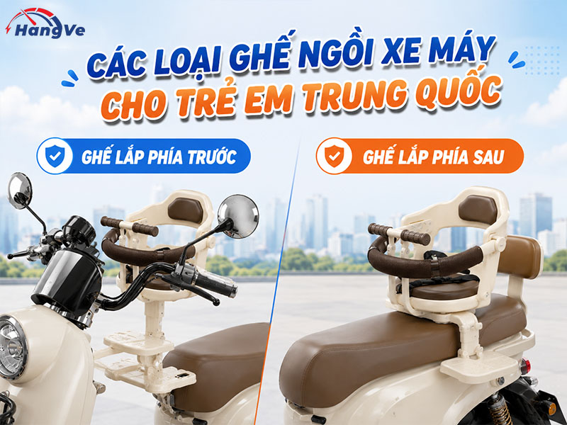 Các loại ghế ngồi xe máy cho trẻ em Trung Quốc