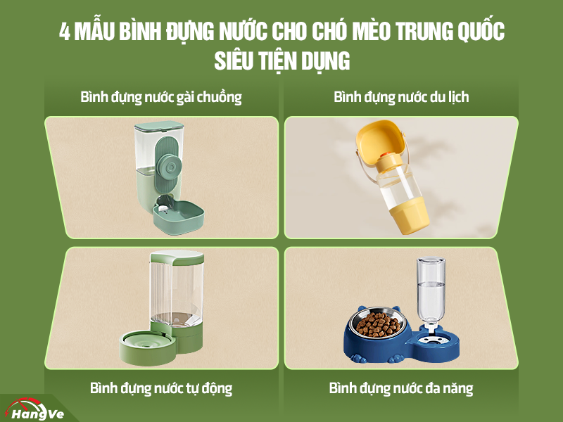 4 mẫu bình đựng nước cho chó mèo nội địa Trung cực tiện dụng